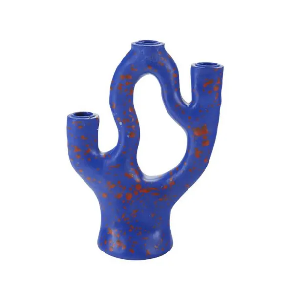 Bougeoir Tachete - H 25 Cm - Bleu Fonce-Sélectionné par Fleux