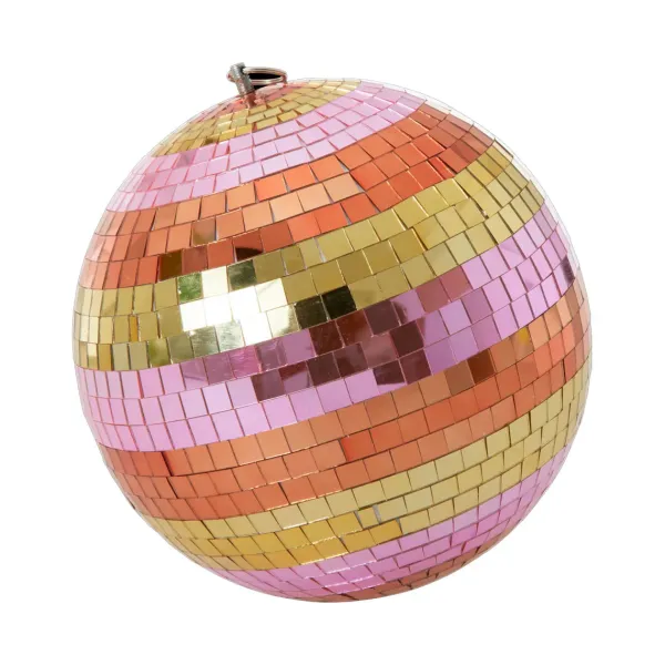 Boule Disco 29 Cm - Rayures Rose-Rice New