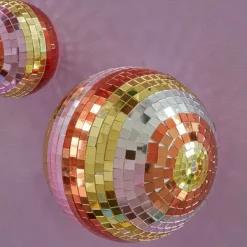 Boule Disco 29 Cm - Rayures Rose-Rice New