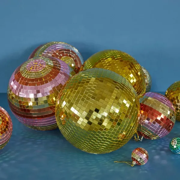 Boule Disco O 18 Cm - Rayures Rose-Rice Best