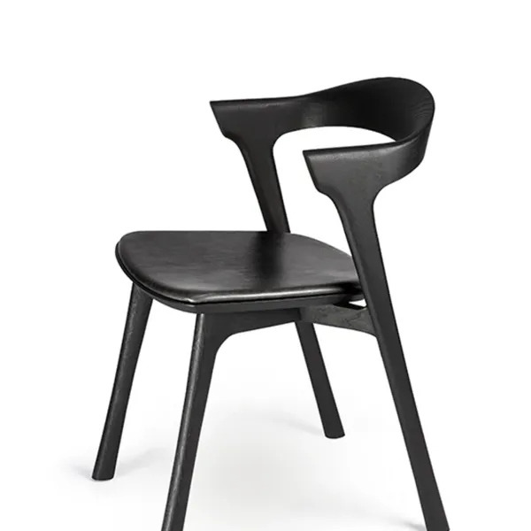 Chaise Bok Chene Noir - Cuir Noir-Ethnicraft Clearance