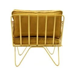 Fauteuil Croisette En Velours Camel - Dore & Bois Fonce-Honoré Online