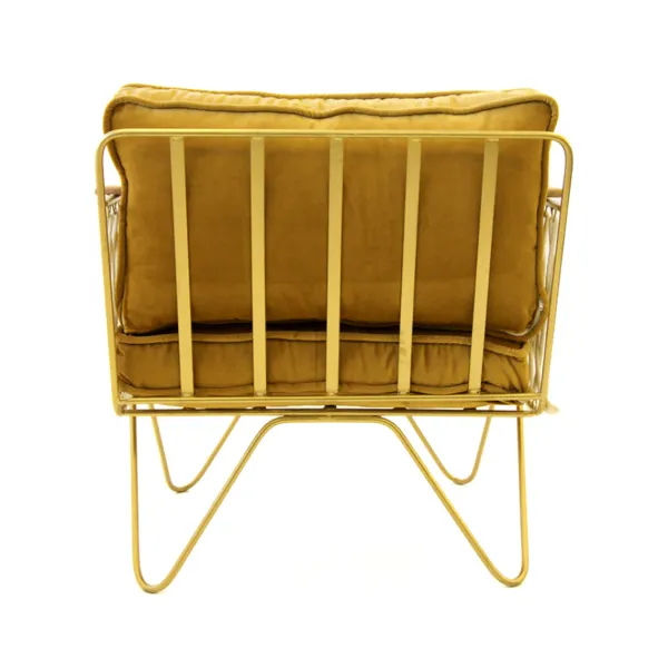 Fauteuil Croisette En Velours Camel - Dore & Bois Fonce-Honoré Online