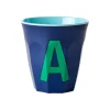 Gobelet Lettre A En Melamine - Bleu Fonce-Rice New