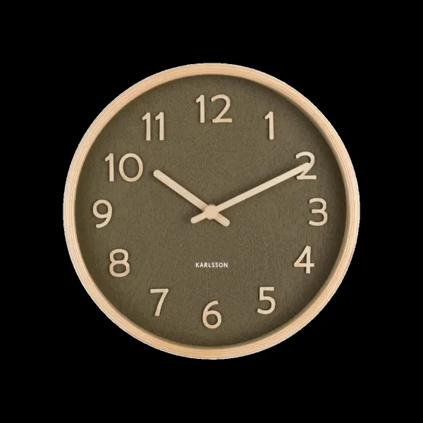 Horloge Murale Pure Wood Grain S - Vert-Sélectionné par Fleux