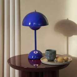 Lampe A Poser Flowerpot Vp9 Sans Fil - Bleu Cobalt-And Tradition Clearance