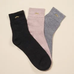Lot De 3 Paires De Chaussettes A Paillettes 35/44 - Rose / Argent / Noir-M Moustache Online