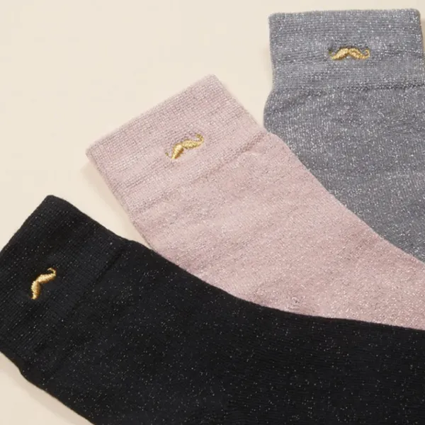 Lot De 3 Paires De Chaussettes A Paillettes 35/44 - Rose / Argent / Noir-M Moustache Online