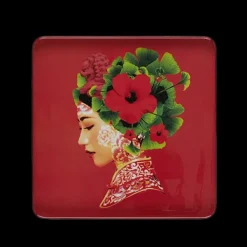 Plateau Carre Lotus En Fer - 30 X 30 Cm-Gangzai Outlet
