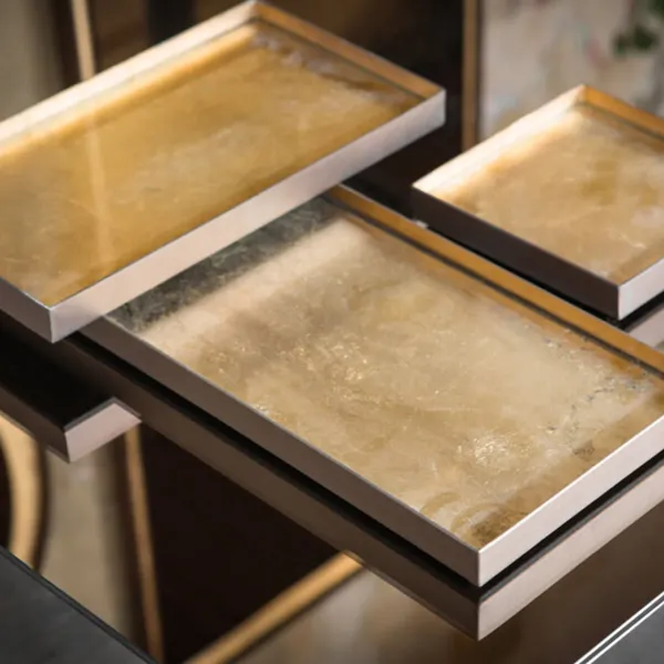 Plateau En Verre Gold Leaf - Dore-Ethnicraft Online