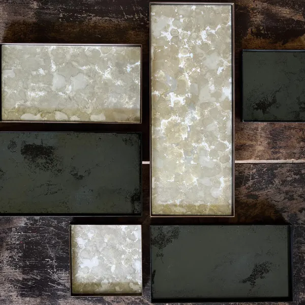 Plateau Miroir Vieilli Carre - Charbon - 37 X 37 Cm-Ethnicraft Hot