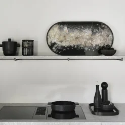Plateau Ovale En Verre Black Organic-Ethnicraft Clearance