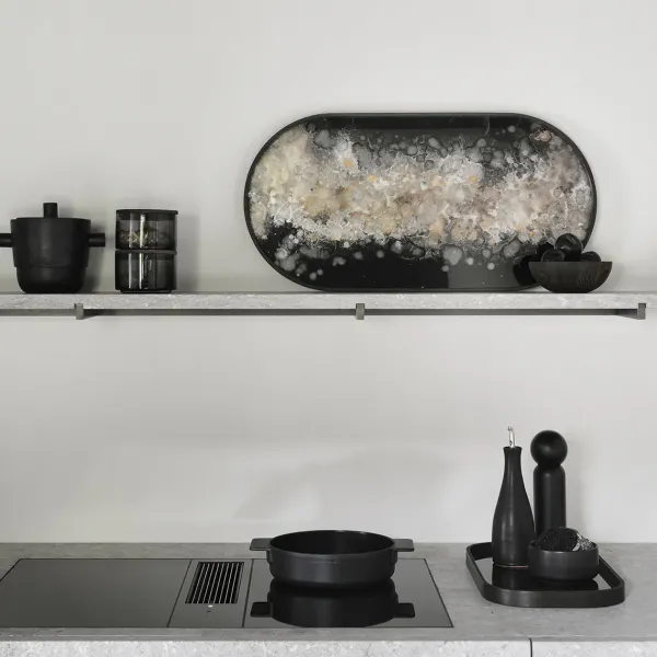 Plateau Ovale En Verre Black Organic-Ethnicraft Clearance