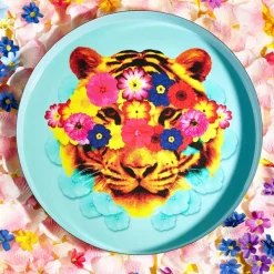 Plateau Rond Mask Tiger En Fer - O 33 Cm-Gangzai Online