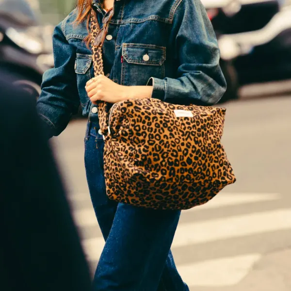 Sac Sauval City Bag En Coton Recycle - Leopard-Rive Droite Paris Best