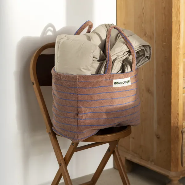 Sac Weekend A Rayures - Camel & Ultramarine Blue-Sélectionné par Fleux Hot