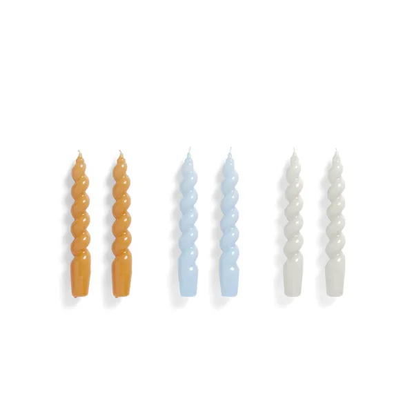 Set De 6 Bougies Spiral - Mandarine/Bleu/Gris-Hay Sale