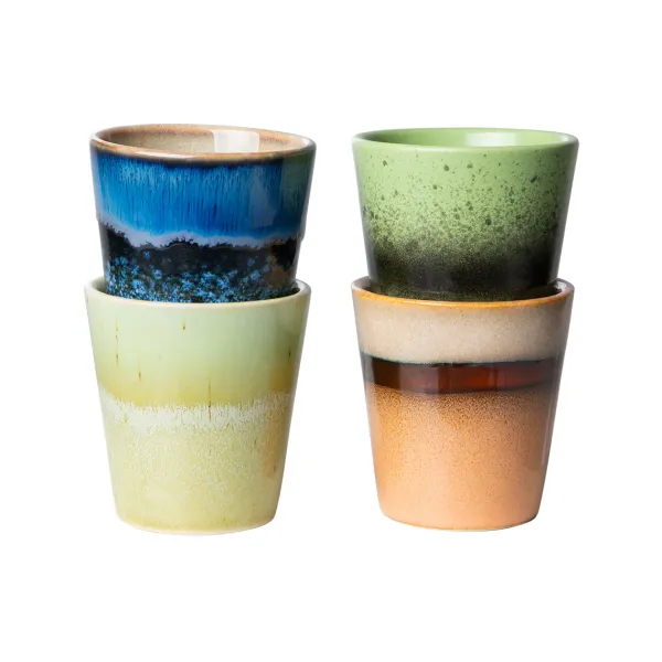 Set De 4 Mugs Ristretto Calypso 70'S En Ceramique-HK Living Outlet