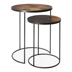 Set De 2 Tables D'Appoint Heavy Aged Bronze-Ethnicraft Best