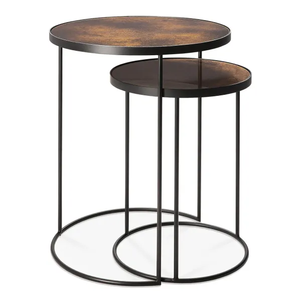 Set De 2 Tables D'Appoint Heavy Aged Bronze-Ethnicraft Best