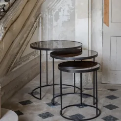 Set De 2 Tables D'Appoint Heavy Aged Bronze-Ethnicraft Best