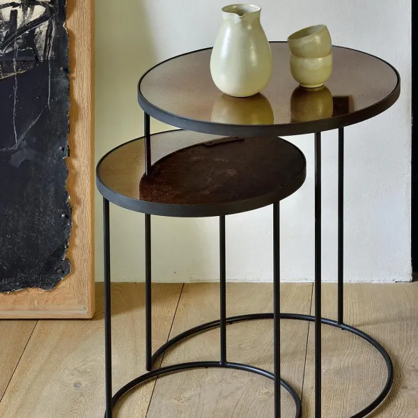 Set De 2 Tables D'Appoint Heavy Aged Bronze-Ethnicraft Best