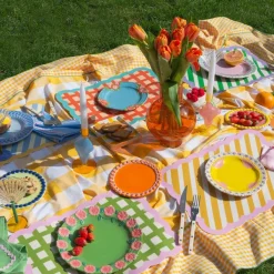Set De Table Biscotti A Carreaux - 38 Cm X 48 Cm -Kaki & Rose-Fleux Clearance