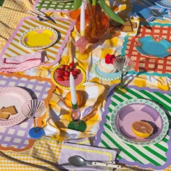 Set De Table Biscotti A Carreaux - 38 Cm X 48 Cm -Lilas & Orange-Fleux Hot