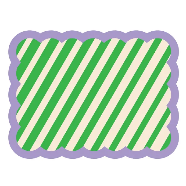 Set De Table Biscotti A Rayures - 38 Cm X 48 Cm - Vert & Violet-Fleux Hot