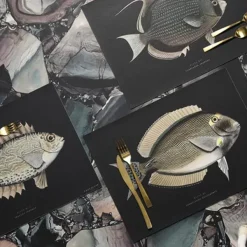 Set De Table Rectangle Poisson Mystery En Vinyle - 33 X 45 Cm - Noir-Pôdevache Discount