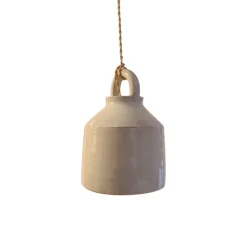 Suspension Cloche Nori En Ceramique - Blanc Emaille-Honoré New