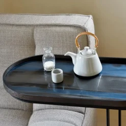 Table A Plateau Oblong En Metal Et Bois - L 69 Cm-Ethnicraft New
