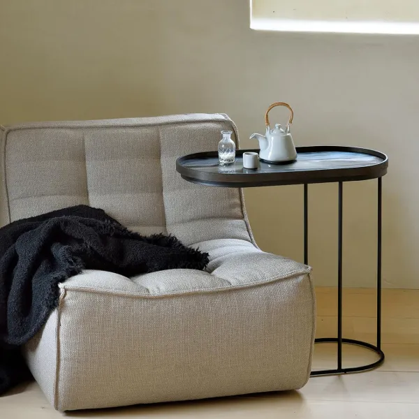 Table A Plateau Oblong En Metal Et Bois - L 69 Cm-Ethnicraft New