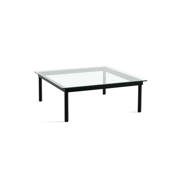 Table Basse Kofi Chene Massif Noir & Verre Clair - L 100 X L 100 X H 36 Cm-Hay Best