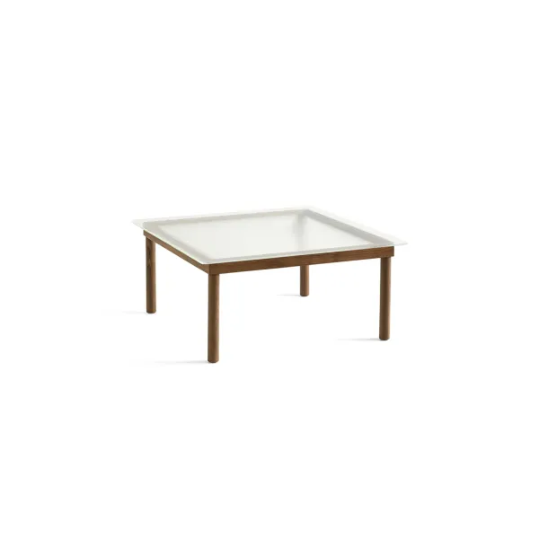 Table Basse Kofi Noyer Massif & Verre Roseau Transparent - L 80 X L 80 X H 36 Cm-Hay Discount