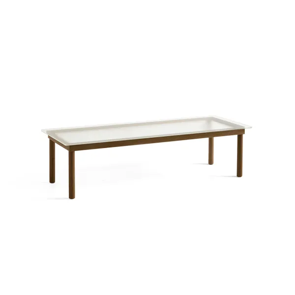 Table Basse Kofi Noyer Massif & Verre Roseau Transparent - L 140 X L 50 X H 36 Cm-Hay New