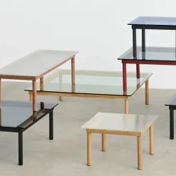 Table Basse Kofi Noyer Massif & Verre Teinte Gris - L 140 X L 50 X H 36 Cm-Hay Online