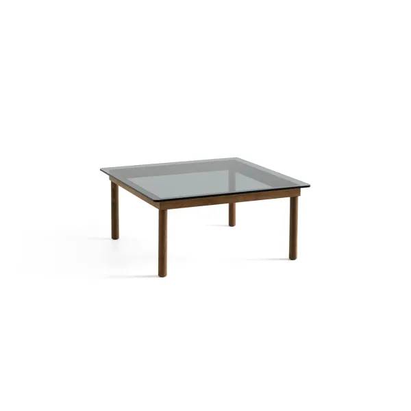 Table Basse Kofi Noyer Massif & Verre Teinte Gris - L 80 X L 80 X H 36 Cm-Hay Sale