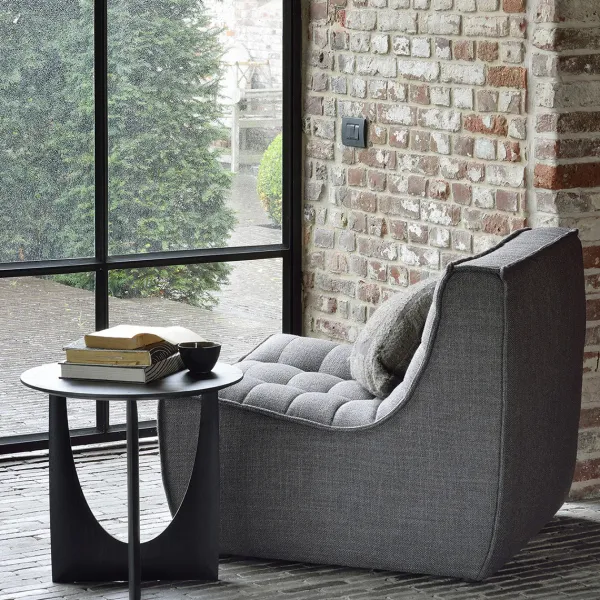 Table D'Appoint Geometric En Chene Noir Verni - O 51 X H 50 Cm-Ethnicraft Outlet