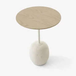 Table D'Appoint Lato Ln8 Chene / Marbre Crema Diva - O 40 Cm-And Tradition Hot