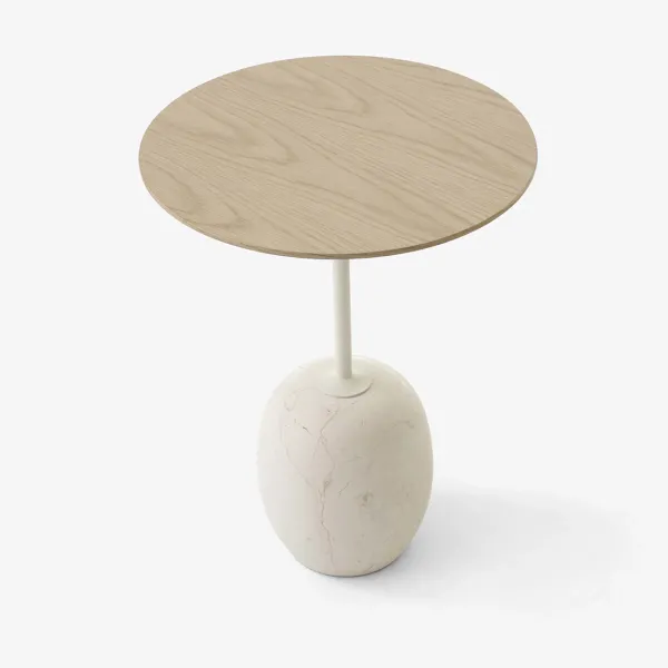 Table D'Appoint Lato Ln8 Chene / Marbre Crema Diva - O 40 Cm-And Tradition Hot