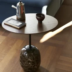 Table D'Appoint Lato Ln9 Noyer / Marbre Emparador - O 50 Cm-And Tradition Sale