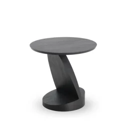 Table D'Appoint Oblic En Teck Noir Verni - O 52 Cm-Ethnicraft Outlet