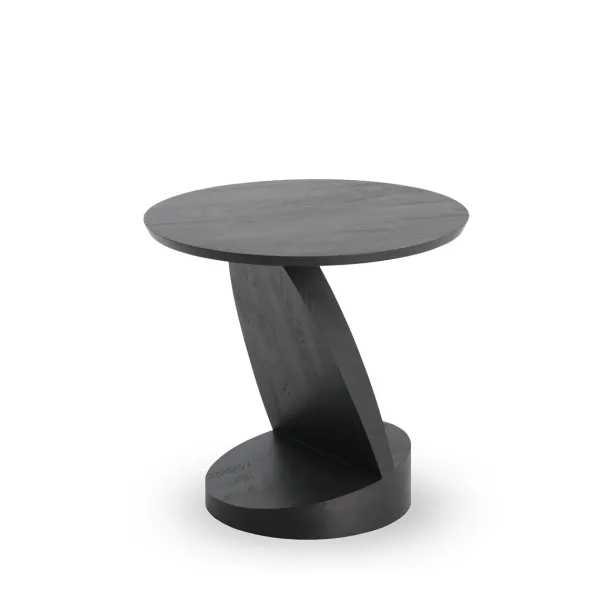 Table D'Appoint Oblic En Teck Noir Verni - O 52 Cm-Ethnicraft Outlet
