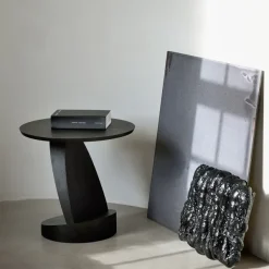 Table D'Appoint Oblic En Teck Noir Verni - O 52 Cm-Ethnicraft Outlet