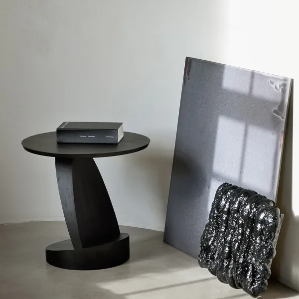 Table D'Appoint Oblic En Teck Noir Verni - O 52 Cm-Ethnicraft Outlet