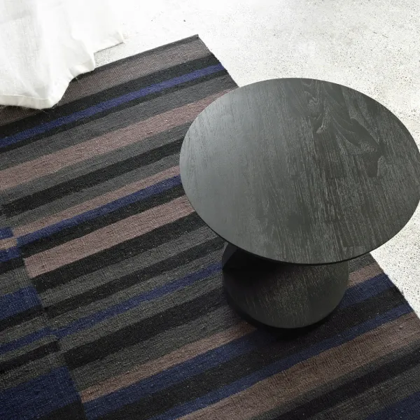 Table D'Appoint Oblic En Teck Noir Verni - O 52 Cm-Ethnicraft Outlet