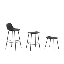 Tabouret Fiber Tube Noir + Assise Noir-Muuto Hot