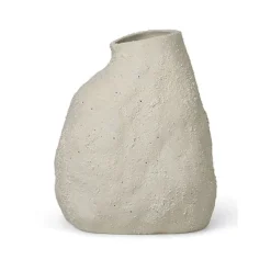 Vase Vulca En Gres Emaille L - Blanc-Ferm Living